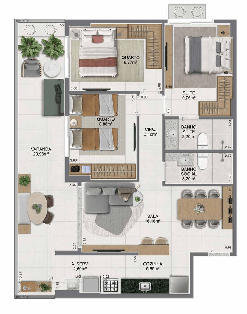 Planta humanizada — Apartamento 1402
