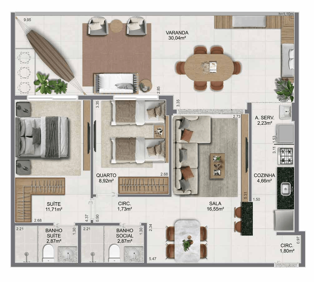 Planta humanizada — Apartamento 1403
