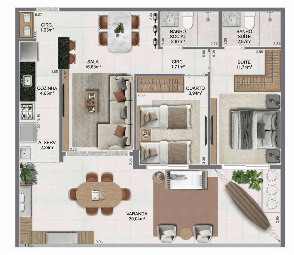 Planta humanizada — Apartamento 1406